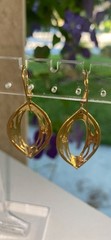 Vintage 1970s Gold Tone Marquise Shape Drop Earrings With Open Center