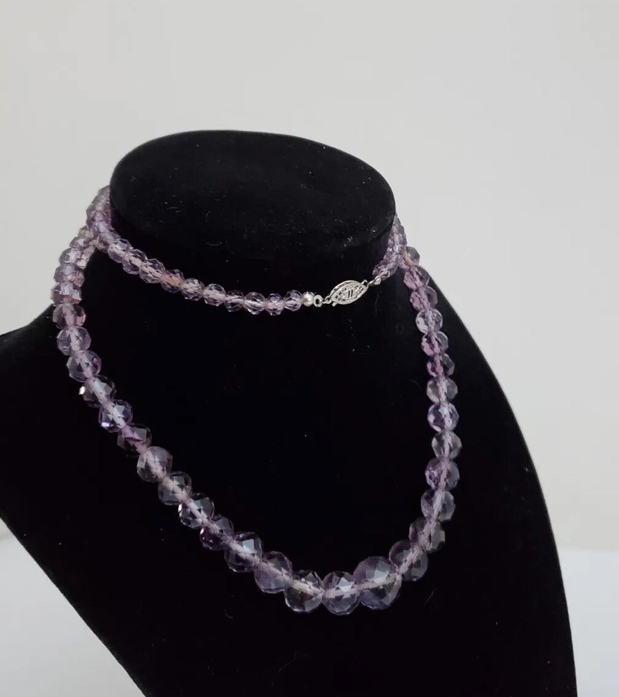 Victorian Hand Carved Faceted Amethyst Bead Necklace