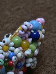 Vintage Seed Bead Flower Brooch C Clasp Fabric Back Pin Artisan MCM