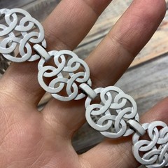 Vintage Trifari White Enamel Choker Necklace Swirl Link Mid Century