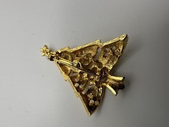 Vintage Gold Christmas Tree Brooch Multi Colored Rhinestone 4.5cm BB15