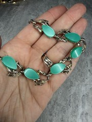 Vintage Thermoset Necklace Teal Bright Jewelry 1950s 1960s Choker Statement