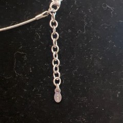 AKII Vtg Y2K Silver Tone Aqua Blue Crystal Teardrop Pendant Omega Chain Necklace