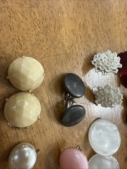 Lot 19 Pair VTG Clip On & Twist Back Earrings Beaded Pearl Retro Mod W/ Box