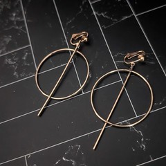 Vintage Clip On Earrings Extra Large & Circle & Bar Dangle 3 & 1/8″