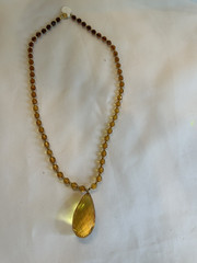 FACETED MIX COLOR BALTIC AMBR 925 STERLING GOLD PLATED NECKLACE LEMON DROP