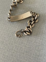 HEAVY 40G VINTAGE 1970s CURB 925 STERLING SILVER BRACELET 8-3/4” ID NAMEPLATE