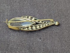Antique Clear Glass Prong Set Rhinestone Abstract Flower Brooch Pin AS IS D86