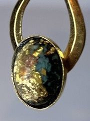 RainbowFlake Genuine 24k Flakes Turquoise Resin 18kt Gold Plate Pierce Earrings