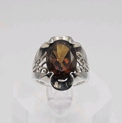 Sterling Silver Vintage 4.00ct Smoky Quartz Ring Size 6.5 Unidentified Mark
