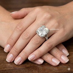 10 CT Art Deco Style Lab Created Asscher Cut Wedding 14K White Gold Plated Ring