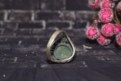 1970s Ukraine Vintage old russian Sterling SILVER 875 Ring stone nephritis jade