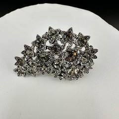 Vintage Rhinestone Brooch Smokey Gray Star Celestial Galaxy Sparkle Cluster