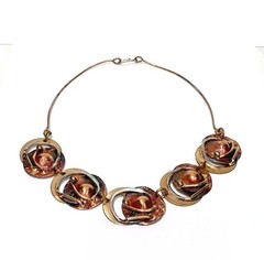 Art Deco Brutalist Mixed Metal Necklace & Earring Set SEE DESCRIPTION
