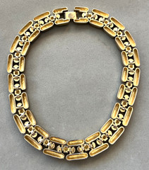 Vintage LES BERNARD Goldplated Chunky Panther Chain Link Choker 16.5″ Necklace