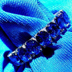 Original EARTH MINED SAPPHIRE Deco Band SOLID 14K GOLD Eternity Anniversary Ring
