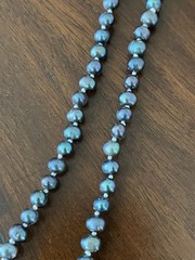 Freshwater Pearl Necklace 16″ Hand Knotted Peacock Iridescent 925 Clasp
