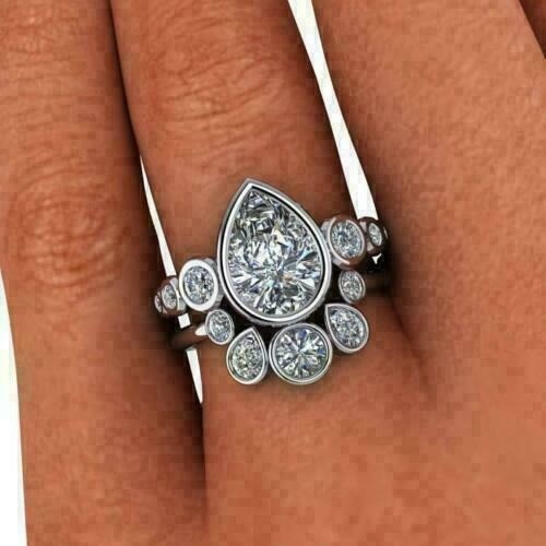 2.90 Ct White Diamond Art Deco Antique Vintage Engagement Ring Set 925 Silver