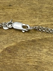 Vintage Dual Rolo Link 950 Sterling Silver Stationed Necklace 19”