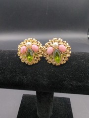 Sarah Coventry 1960s Vintage Book Piece Diamante Earrings Clip-On SEE PICS