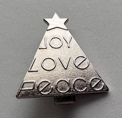 VINTAGE CHRISTMAS TREE PIN BROOCH ARTISAN JANE INC SIGNED SILVER RARE HTF 54