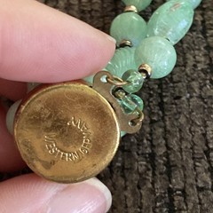 Vintage Teal/Green Beads Necklace WESTERN GERMANY. 15.5 Inches Beautiful Clasp