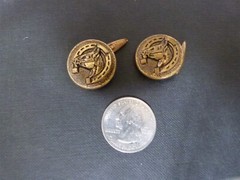 Vintage Goldtone Equestrian horse horseshoe cufflink set chain & bullet back #95