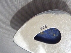 VINTAGE STERLING SILVER BLUE LAPIS LAZULI & SILVER MATRIX 1 5/8″ LAPIS PENDANT