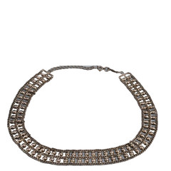Vtg Ethnic 925 Sterling Sterling Mesh Collar Wide Chain Choker Necklace 22.2g