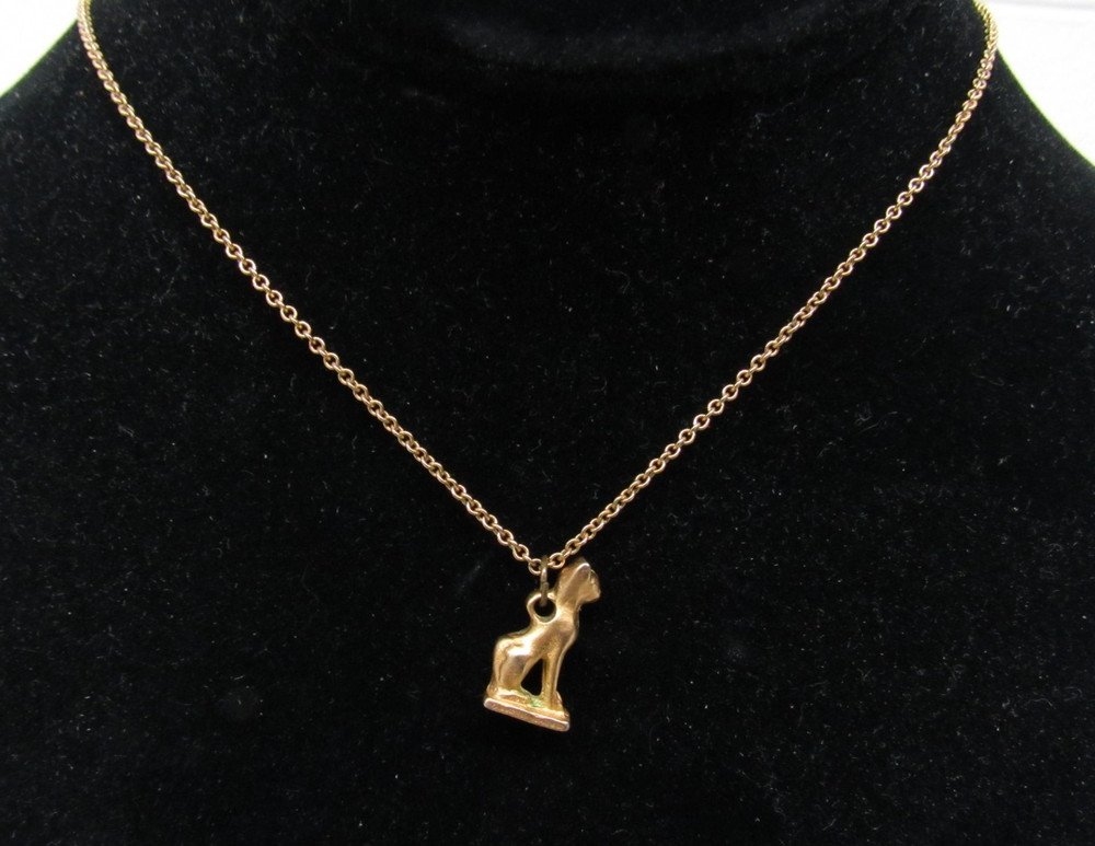 Metropolitan Museum Of Art Egyptian Gold Tone Bastet Mau Cat Pendant Necklace