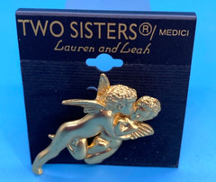 Two Sisters Medici/Lauren & Leah/Jewelry Designs/2 Cherub Brooch/Silver-Tone/VTG