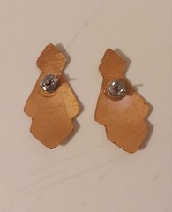 Art Deco Style Silver And Black On Copper Pierced Earrings