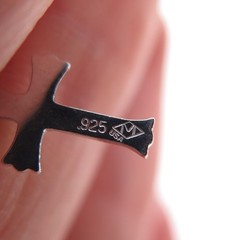 MARATHON 925 Sterling Silver Antique Art Deco Cross Medal Pin Brooch