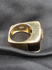 Vintage Sterling Silver 925 Gold on Huge Black Enamel CZ Statement Ring 9.5