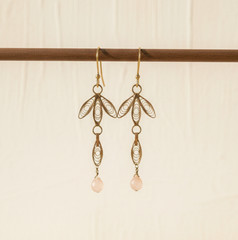 Copper Brass Filigree Aster Earrings w/ Moonstone – Roost – 2½”