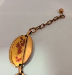 Vtg Copper Red Enamel 1.25″ Ovals Link 15.5″ Necklace Clip On Earrings to Match