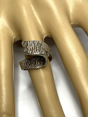 Vintage Half Loop Offset Textured 925 Silver Ring Rare Size 7.25 and 8 grams