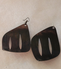 Estate Dangling Pierced Earrings Boho Brown Wooden Minimalist Fashion Jewelry