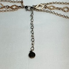VINTAGE 1945 28 in Necklace Polished Pendant Triple Strand Gold-Tone Rhinestone