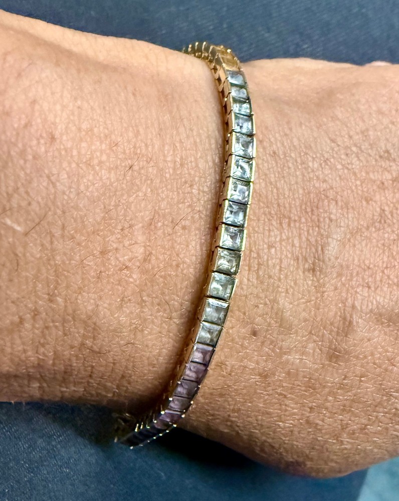 Rainbow Tennis Bracelet (5 stones) 14kt Gold 8.5 in. – Gold Wt. 11.4g