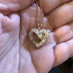 Ross Simons Open Heart Necklace Cubic Zirconia Gold Vermeil Sparkling Love New