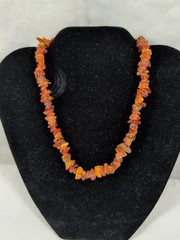 Vintage Natural Raw Baltic Amber Beaded Necklace 16″ w/Gold Filigree Box Clasp