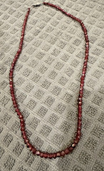 Natural Garnet Faceted Bead Necklace 19″ Deep Red Gemstone Strand Vintage