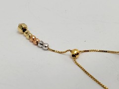 Vintage 14k Yellow Gold & Tri-Gold Faceted Bead Station Y Drop Necklace 16.5″