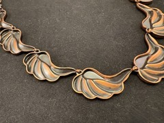 Vth Renoir Copper Necklace Adjustable Length MCM Clip-on Earrings 19 50s Leaves