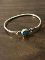 Solid 950 Silver Blue Enamel 2.25 Inch Diameter Bracelet 11.5 Grams Mexico