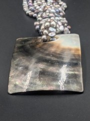 Freshwater Black River Pearls Necklace-Abalone, Mother-of-pearl Pendant