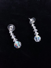 Vintage Aurora Borealis AB Crystals Beaded Necklace & Earrings