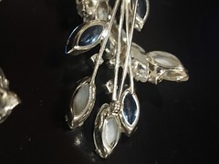 Juliana Delizza & Elster Blue Rhinestone and Glass Clip on Earrings and Brooch