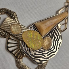 Vintage Avant-Garde Statement Necklace Complex Arrangement Mixed Media Elements